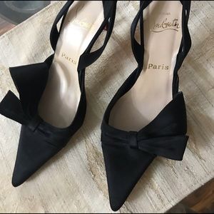 Christian Louboutin Black satin shoes 👠
